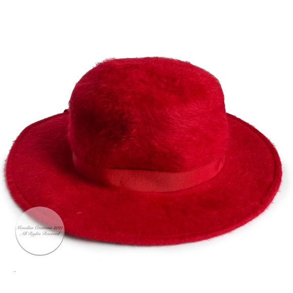 Vintage Merrie Mac Hat Red Felted Fur Wide Brim Merri Soie Rich\'s Atlanta main image 9